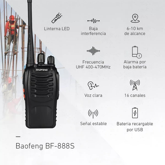 Combo X2 Radios Walkie Talkie Baofeng BF-888S
