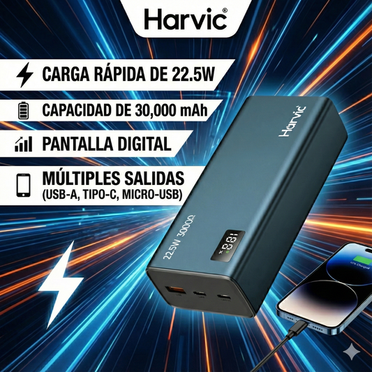 Power Bank Harvic de 30.000 mah
